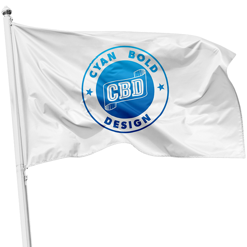 Flag with Cyan Bold Design logo