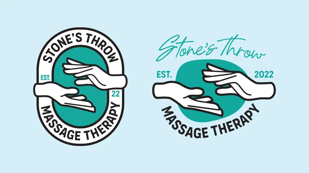 Stone's Throw Massage Therapy logo drafts