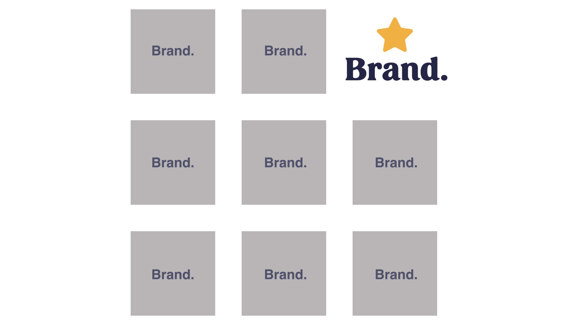 Brand with a star stands out amongst grey boxes with a bland Brand on it