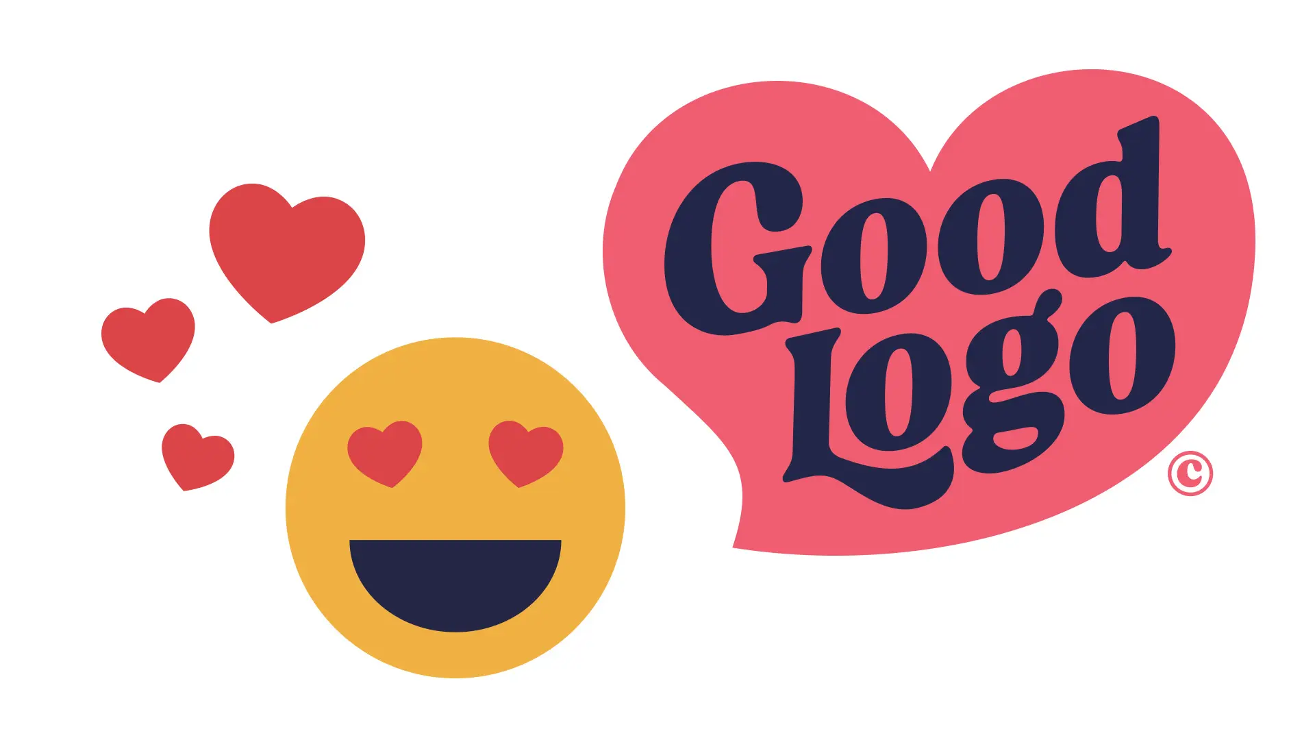 Emoji of an enamoured person happy with Good Logo brand 