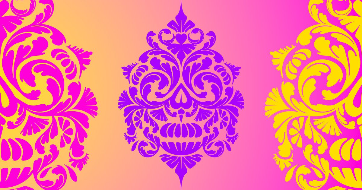 Skull Damask punk background