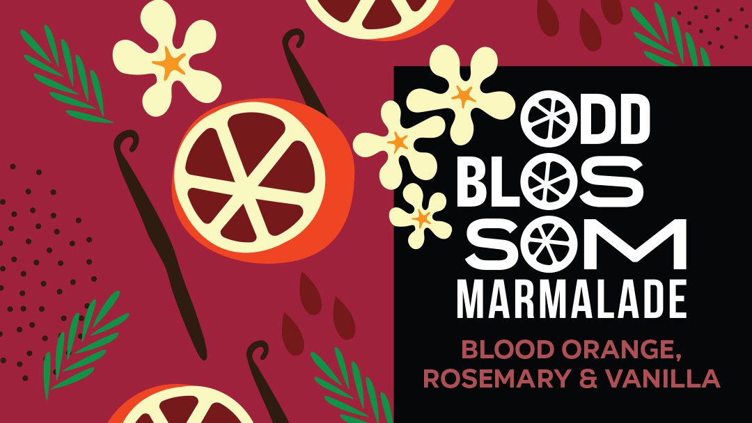 Odd Blossom Marmalade Blood Orange, Rosemary & Vanilla label