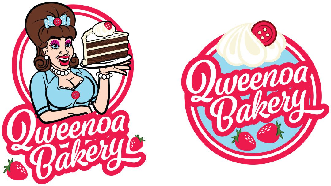 Qweenoa Bakery logo variations